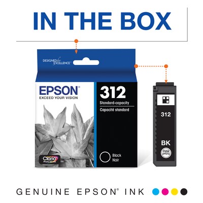 Epson T312 Black Ink Cartridge, Standard Yield