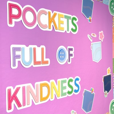 Carson Dellosa Crafty and Cool Pockets Full of Kindness Motivational Bulletin Board Set, 58 Pieces/Set (110600)
