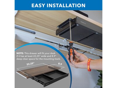 Mount-It! 2"H x 21"W Under-Desk Drawer, Black (MI-7294BLK)