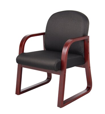 Boss Office Products B9570 Series Fabric Guest Chair, Black/Mahogany