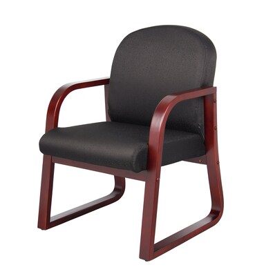 Boss Office Products B9570 Series Mahogany Frame Guest Armchair; Black