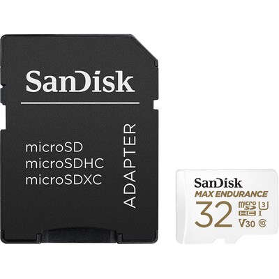 SanDisk MAX Endurance 32GB microSDHC Memory Card with Adapter, Class 10, UHS I, V30 (SDSQQVR 032G AN6IA)