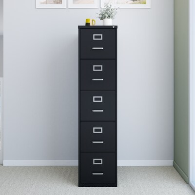 Quill Brand® Commercial 5 File Drawer Vertical File Cabinet, Locking, Black, Letter, 26.5"D (21917D)