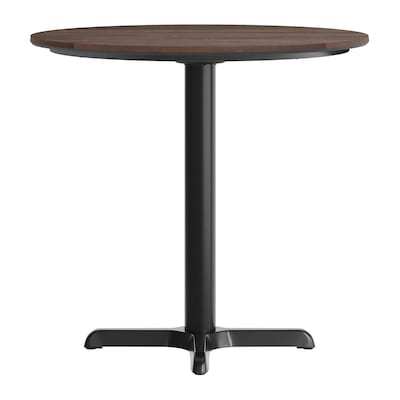 Flash Furniture Acadia 31.25" Round Wooden Dining Table with X-Base, Dark Brown/Black Base (STRD31WBRT2222)