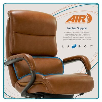 La-Z-Boy Aberdeen Ergonomic Bonded Leather Swivel Computer and Desk Chair, Camel (51545-CAM)