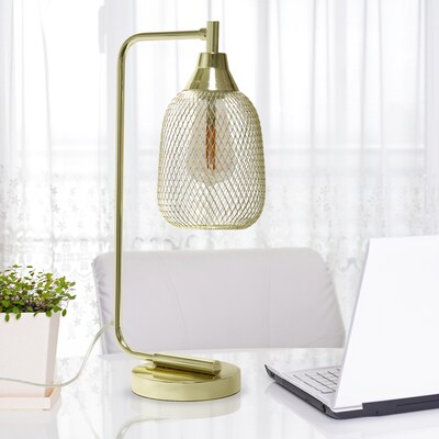 Lalia Home Industrial Mesh Desk Lamp, Gold (LHD-2000-GL)