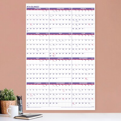 2027 AT-A-GLANCE 24" x 36" Yearly Wall Calendar, White/Purple (PM12-28-27)