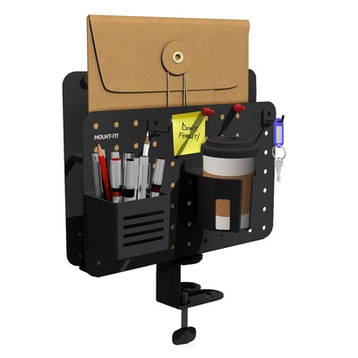 Mount-It! 360° Rotating Pegboard and Document Organizer with Accessories for Desks, Black (MI-7301BLK)