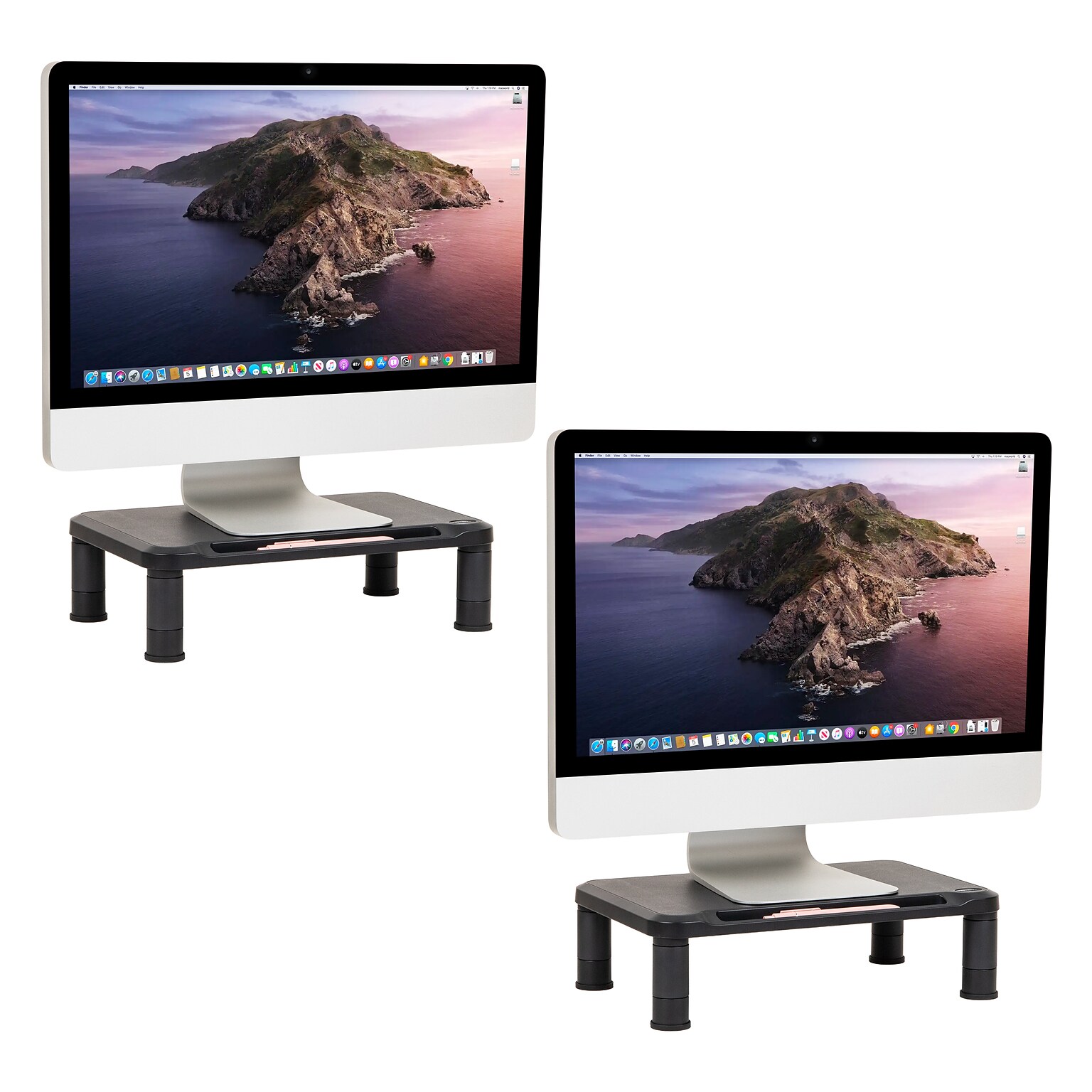 Mind Reader Adjustable Monitor Stand, Black, 2/Pack (2SMPLMON-BLK)