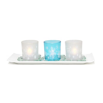 Elegant Designs Winter Wonderland Candle, Blue Frost, Set of 3 (HG5000-FBL)