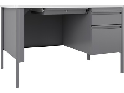 Hirsh 48"W Single-Pedestal Teacher's Desk, Platinum/White (22643)
