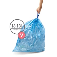 simplehuman Code V Custom Fit Drawstring Blue Recycling Trash Bag Liner, 16-18 Liter/4.2-4.8 Gallon,