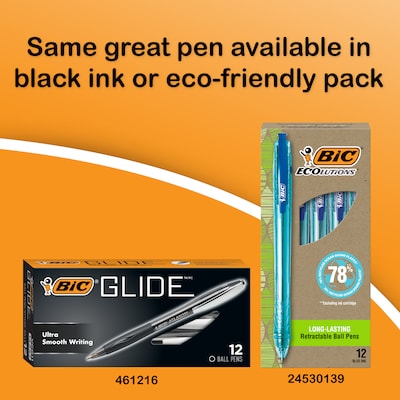 BIC Glide Retractable Ballpoint Pen, Medium Point, Blue Ink, Dozen (14408/VCG11BE)