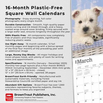 2025 BrownTrout West Highland White Terrier Puppies 12" x 12" Monthly Wall Calendar (9781975480738)