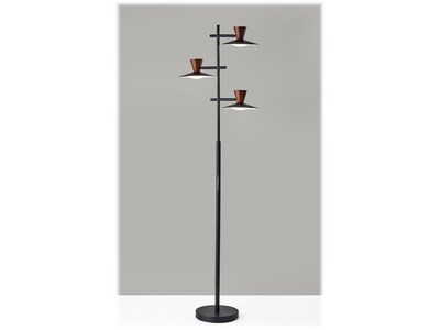 Adesso Elmore 67 Metal/Wood Floor Lamp with Round Shades (5182-01)