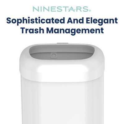 NineStars Stainless Steel Indoor Open Top Trash Can, 21.1 Gallons, XXL Size, White (OTT-80-4WH)