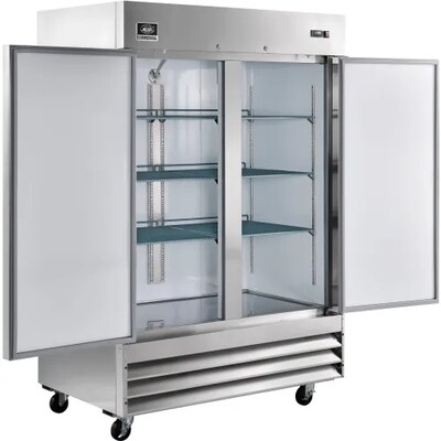 Global Industrial Nexel Reach-In Freezer, 2 Solid Doors, 47 Cu. Ft., Stainless Steel (243010)