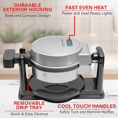 Brentwood 5" Flip Belgian Waffle Maker, Silver/Black (BTWTS231S)