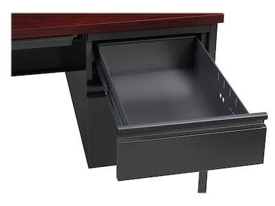 Hirsh 48"W Single-Pedestal Desk, Charcoal/Mahogany (20093)
