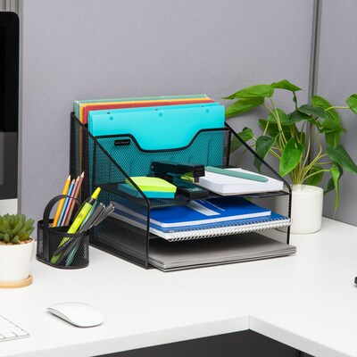 Mind Reader Metal Desk Organizer Letter Tray, Black, 2/Pack (2MESHBOX5-BLK)