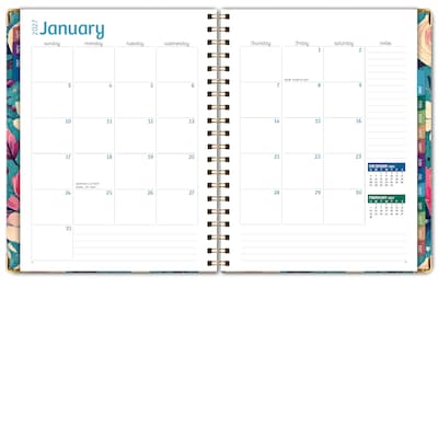 2027 Excello Brands 9" x 11" Weekly & Monthly Standard Planner, Paperboard Cover, Teal Floral (FSHN-CY27-8511-17)