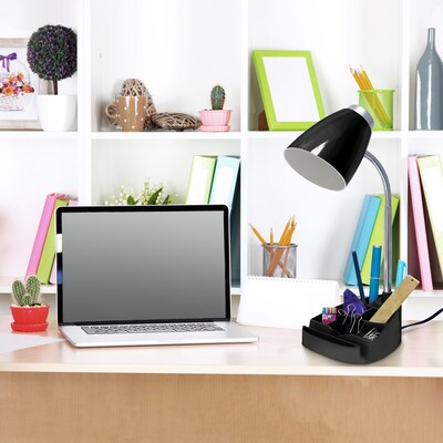 Simple Designs Organizer LED Desk Lamp, 18.50", with iPad Tablet Stand, Black (LD1002-BLK)