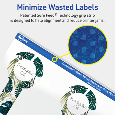 Avery TrueBlock Laser/Inkjet Decorative Edge Multipurpose Labels, 1.5" x 4", White, 800/Box (94116)