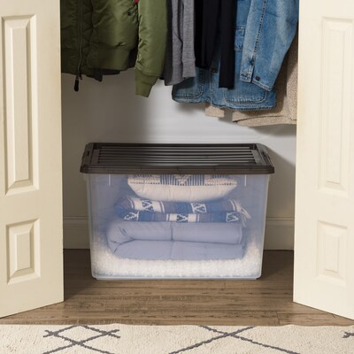 Iris 144 Quart Storage Container with Lid, Plastic, Gray, 3/Pack (500254)