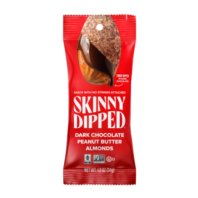 SKINNYDIPPED ALMONDS Lightly Salted Dark Chocolate Peanut Butter Covered Almonds, 1.2 oz., 10/Box  (EDT00838)
