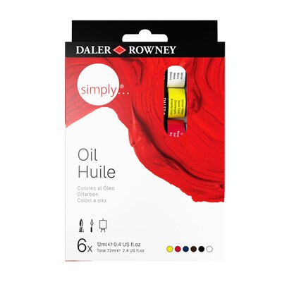 Daler-Rowney Simply... Oil Paint, Assorted Colors, 12ml, 6/Set, 3 Sets/Bundle (DRWD118500006-3)