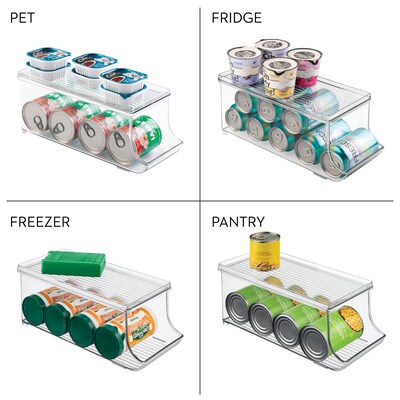 iDESIGN Plastic Soda Can Dispenser with Lid, 5.75" x 5.59"x 13.9", Clear, 2/Pack (28321M2)