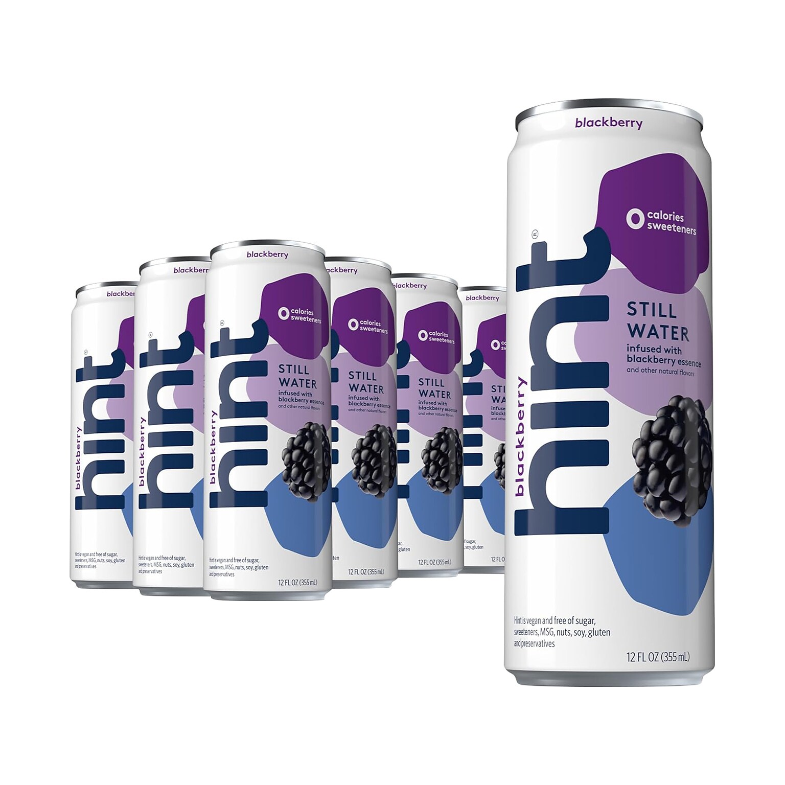 Hint Blackberry Flavored Purified Water, 12 fl. oz., 12 Cans/Pack (HINT-BBCAN-12)