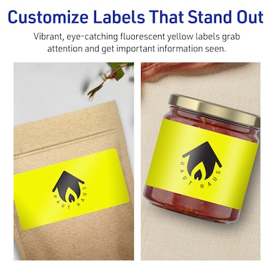 Avery Laser/Inkjet Rectangle Multipurpose Labels, 2" x 5", Neon Yellow, 160/Pack (94241)