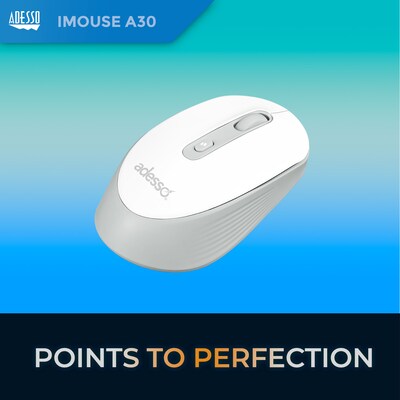 Adesso iMouse A30 Wireless Ambidextrous Optical Mouse, White (iMouse A30W)