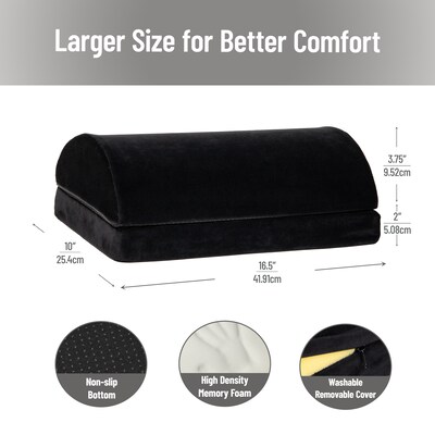Mind Reader Adjustable Height Air-Cloud Memory Foam Footrest, Black (FTPLUSH-BLK)
