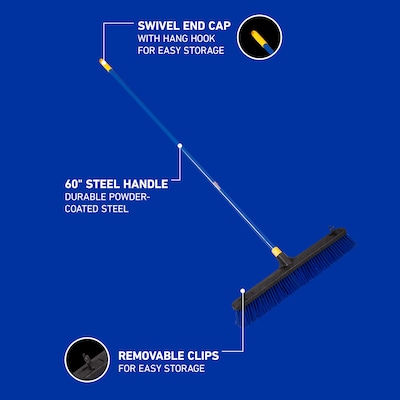 Quickie Bulldozer 24" Polypropylene Bristle Push Broom, Blue (599)