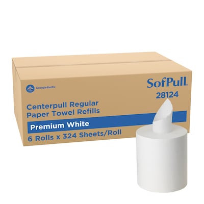 SofPull Centerpull Paper Towels, 1-Ply, 320 Sheets/Roll, 6 Rolls/Pack (28124)