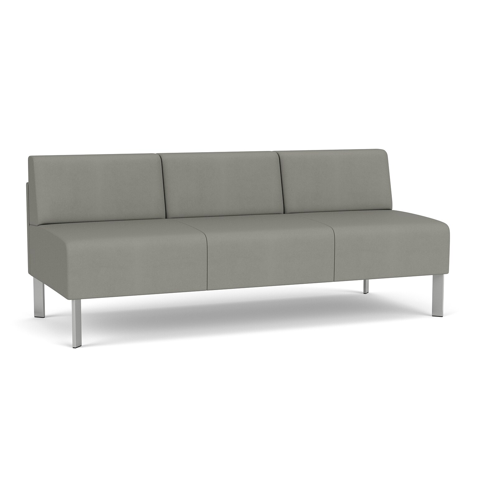 Lesro Luxe 72W Vinyl Sofa, Patriot Plus Dove/Silver (LX1602.FSV-01PPDO)