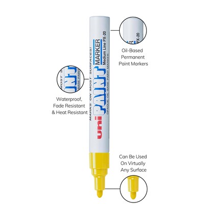 Uni Paint Marker, Bullet Point, Yellow, Dozen (63605DZ)