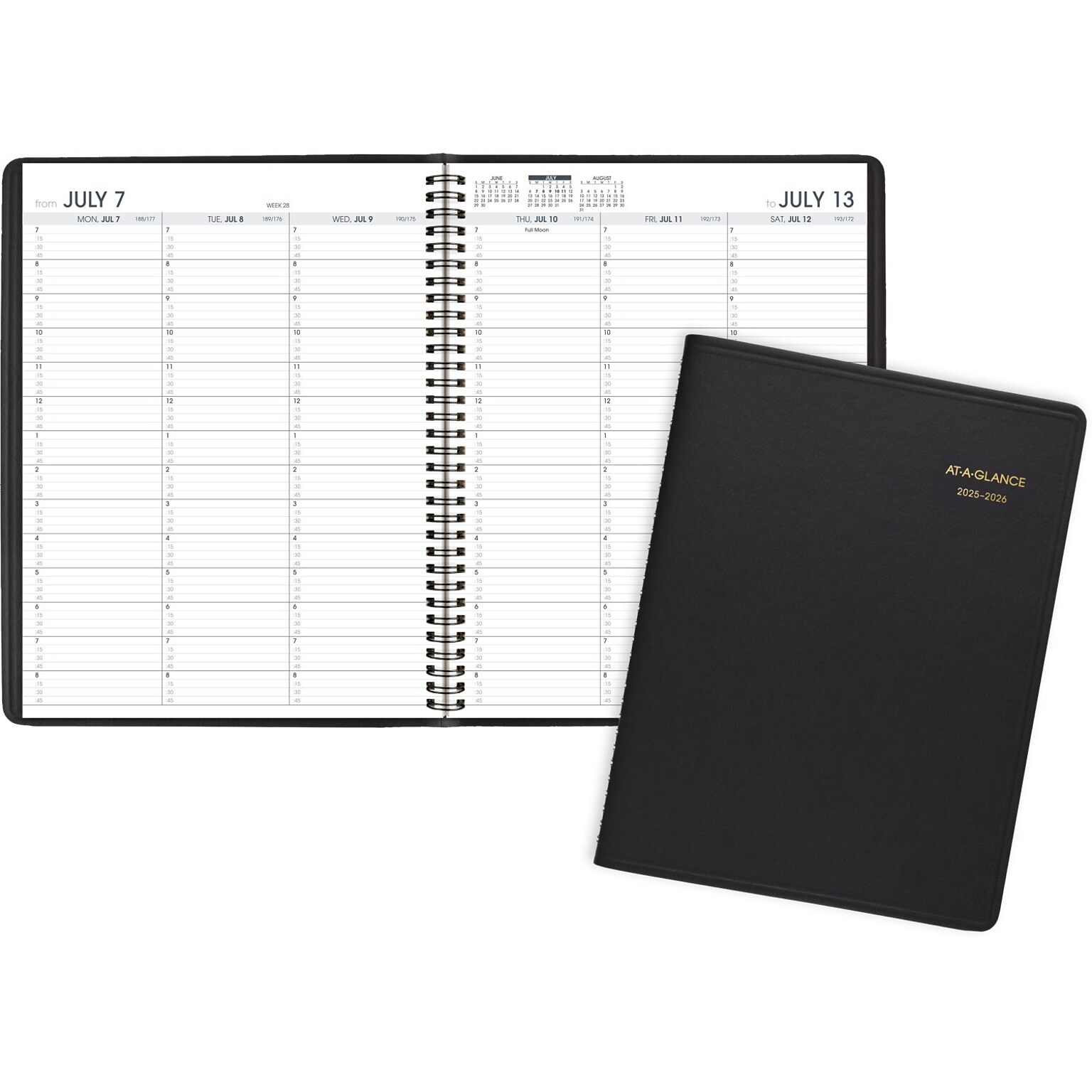 2025-2026 AT-A-GLANCE 8.25 x 11 Academic Year Weekly Appointment Book, Faux Leather Cover, Black (70-957-05-26)