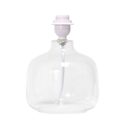 Simple Designs Glass Table Lamp Fabric Shade, Clear with White Shade (LT2064-CLW)