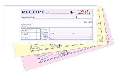 TOPS™ Money/Rent Receipt Book, 3-Part, 50 Sheets/Book (TC2701-3)