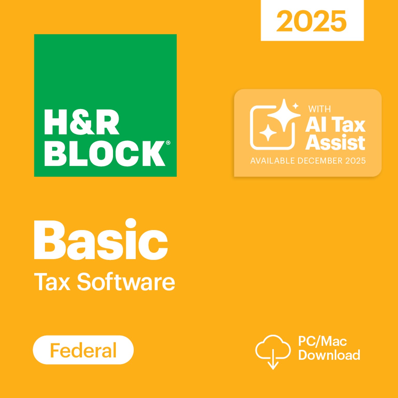 H&R Block Tax Software Basic 2025 for 1 User,  Win/Mac, Download (HRB641800V015)