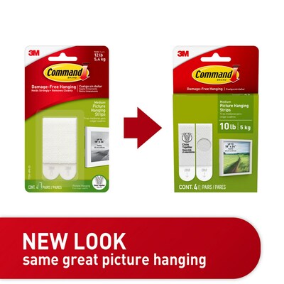 Command Medium Hanging Strips, 10 lb., White, 4/Pack (17201-4PK-ES)