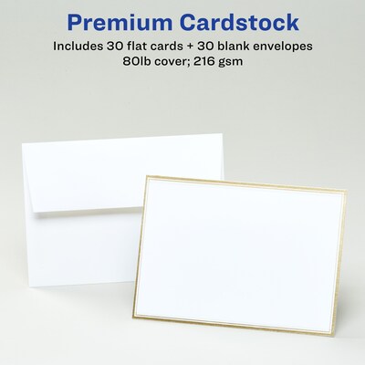 Avery Laser/Inkjet Invitation Cards, 5" x 7", White/Gold, 30 Cards & Envelopes/Pack (3325)