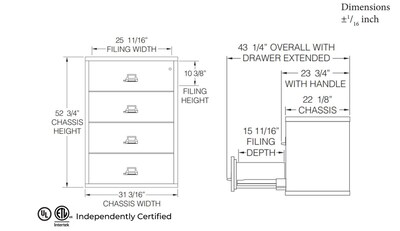 Quill Brand® 31" 4-Drawer Fire Resistant Lateral File Cabinet with Lock, Letter/Legal, Putty (Q431LATPY)
