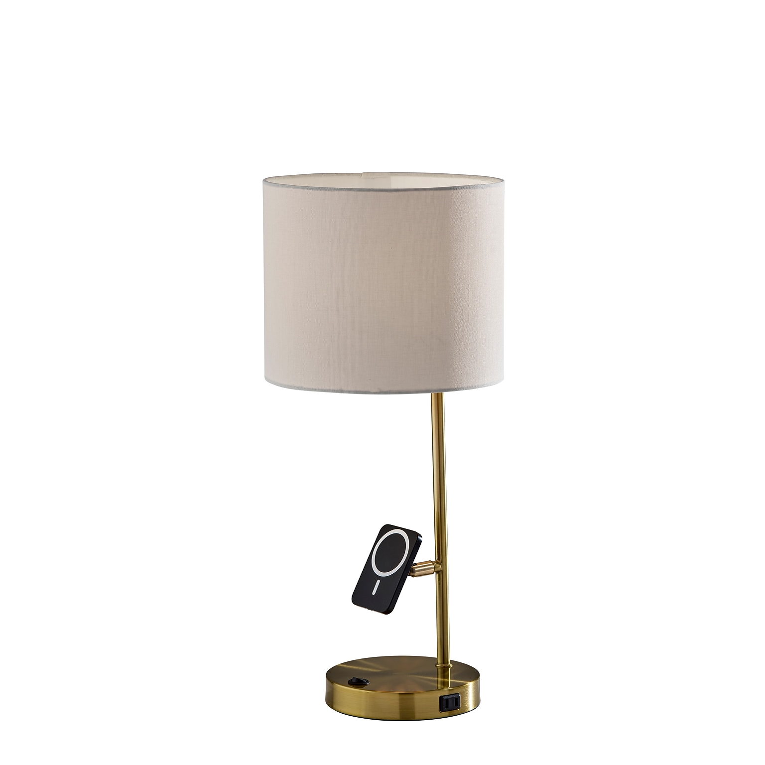Adesso Wyatt Supercharger Incandescent Desk Lamp, 22H, Antique Brass/Off-White (2610-21)