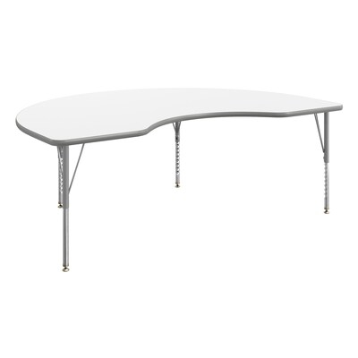 Flash Furniture Wren Kidney Activity Table, 72 x 48, Height Adjustable, White Top/Silver Frame (XUA4872KDWHTP)