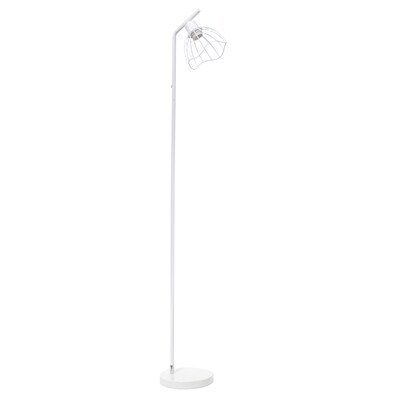 Simple Designs Sleek Essentials 54.5" Metal Floor Lamp with Wire Cage Shade, White (LF1050-WHT)