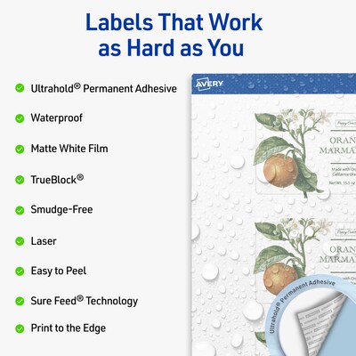 Avery Rectangle Laser Multipurpose Labels, 2.5 x 5, White, 150/Box (19479399326)